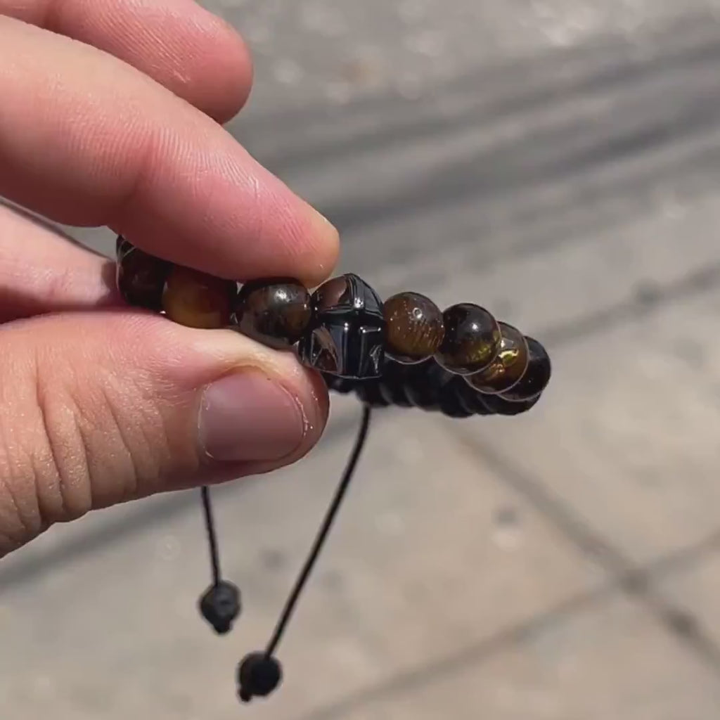 Pulsera The Mandalorian — Volcánica y Ónix 8mm
