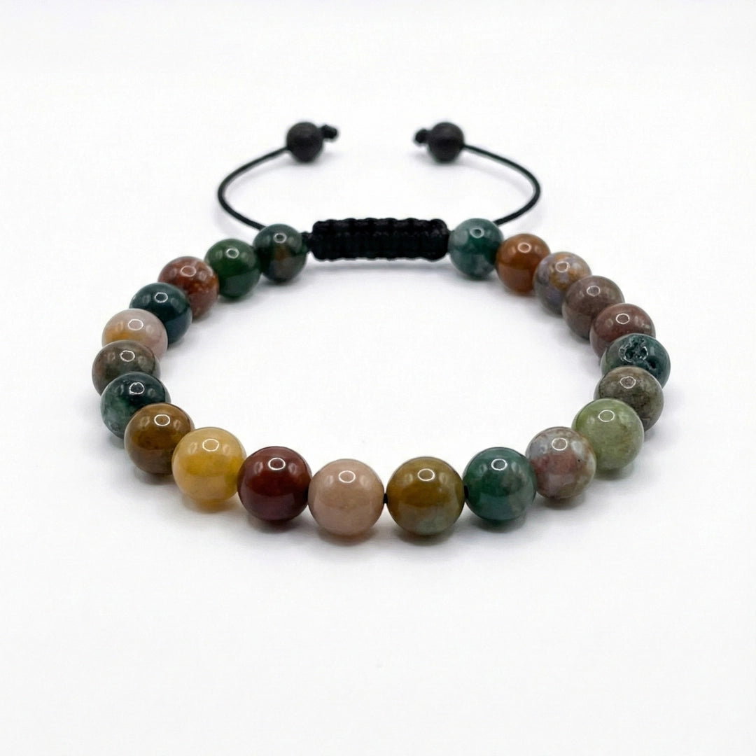 Accesorio de moda masculina hecho a mano con Ágata India multicolor, tonos otoñales y diseño resistente