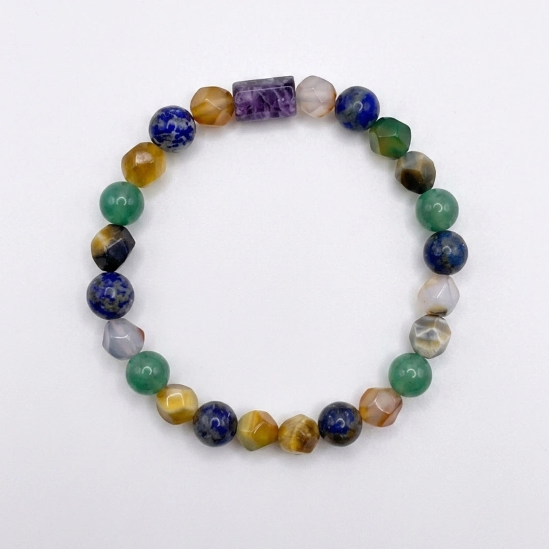 Pulsera Hombre Ágata Pavo Real con Charoita