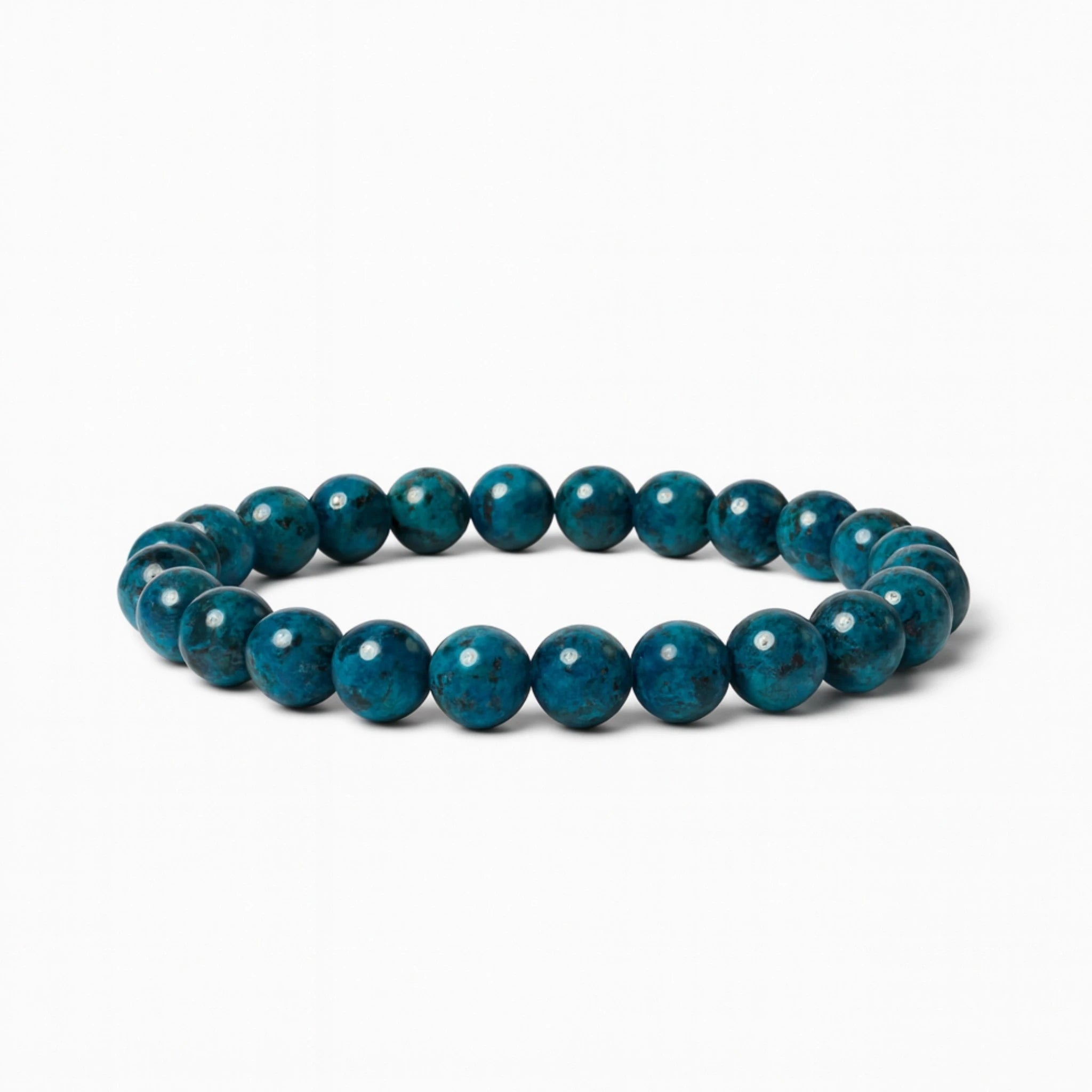Pulsera con cuentas naturales Apatita Azul para hombre. Envio gratis y contraentrega disponible en Colombia. KRV Accesorios