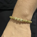 Pulsera para hombre en acero inoxidable con piedras de circonia cúbica dorada