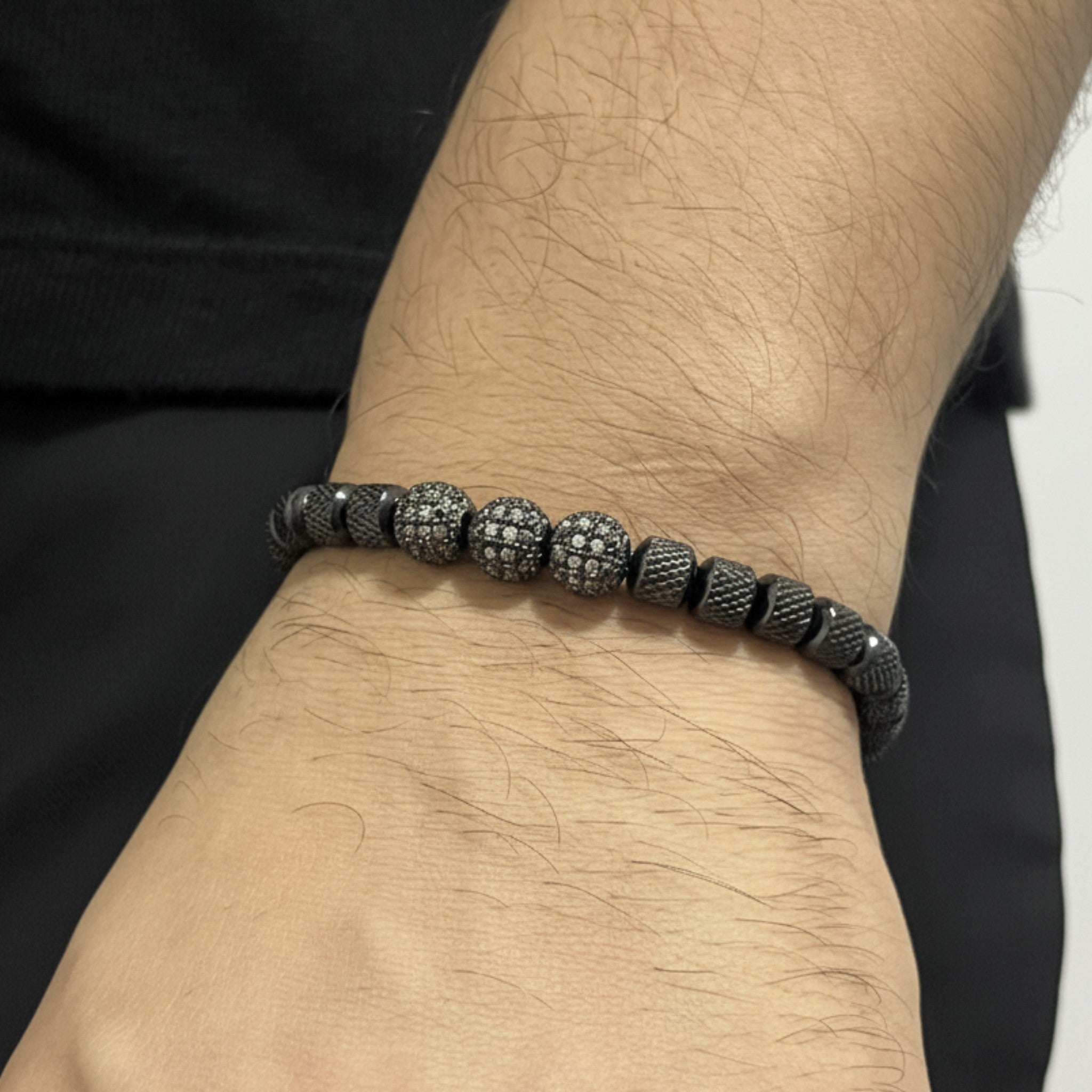 Pulsera para hombre en acero inoxidable con piedras de circonia cúbica
