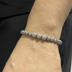 Pulsera para hombre en acero inoxidable con piedras de circonia cúbica  plateado