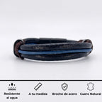 Vista portada de pulsera cuero natural que demuestra las propiedades de esta pulsera de cuero 