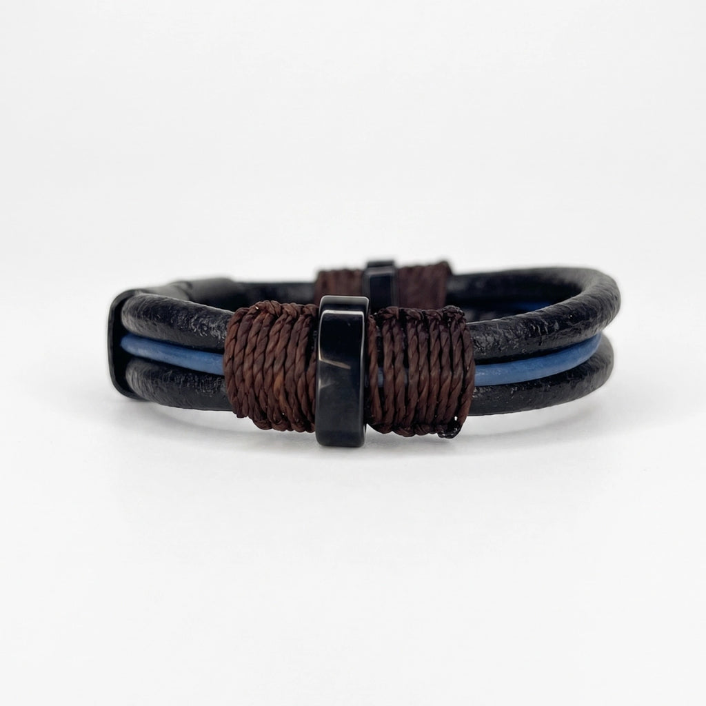 Pulsera de cordon de cuero redondo 100 % de vaca natural 