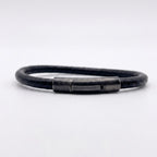 Pulsera de cuero redondo liso: Negro