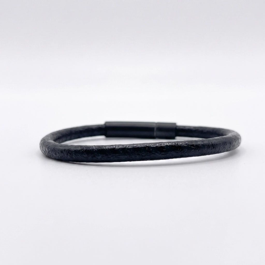 Pulsera de cuero redondo liso: Negro