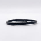 Pulsera de cuero redondo liso: Negro