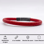 Pulsera de cuero redondo liso: Rojo