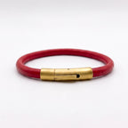 Pulsera de cuero redondo liso: Rojo