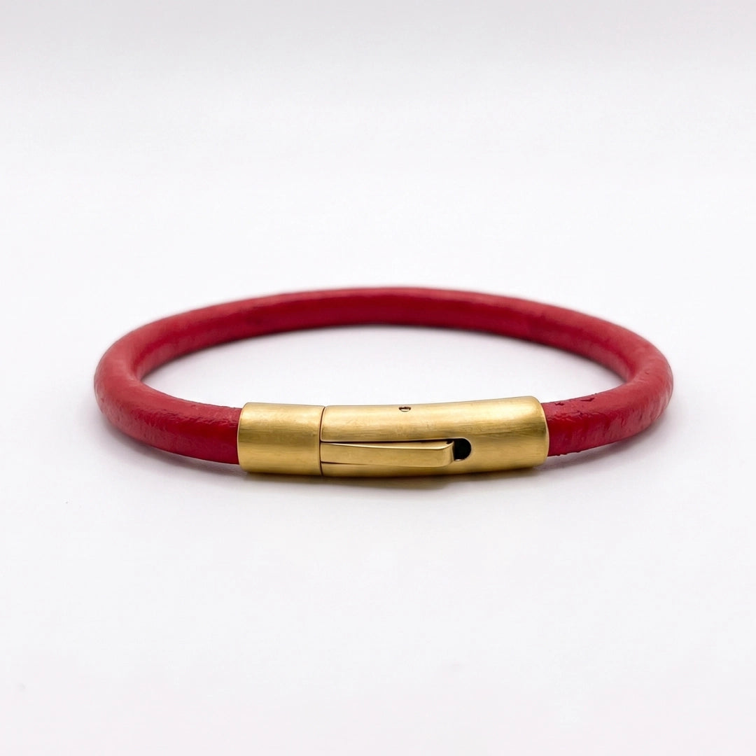 Pulsera de cuero redondo liso: Rojo