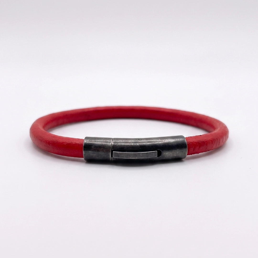 Pulsera de cuero redondo liso: Rojo