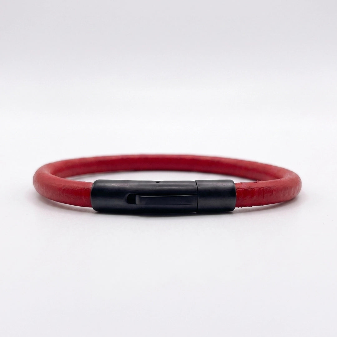 Pulsera de cuero redondo liso: Rojo