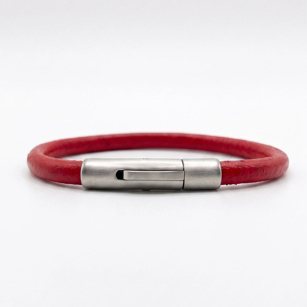Pulsera de cuero redondo liso: Rojo