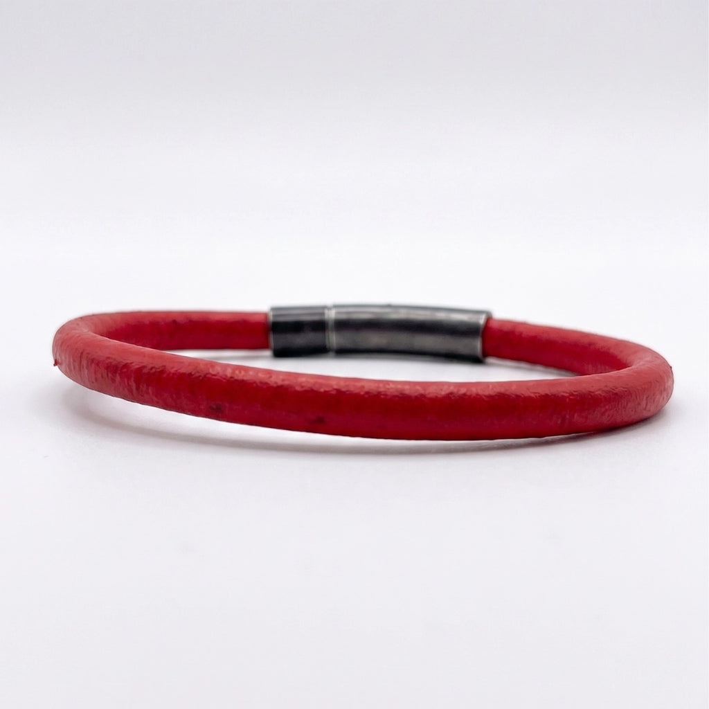 Pulsera de cuero redondo liso: Rojo