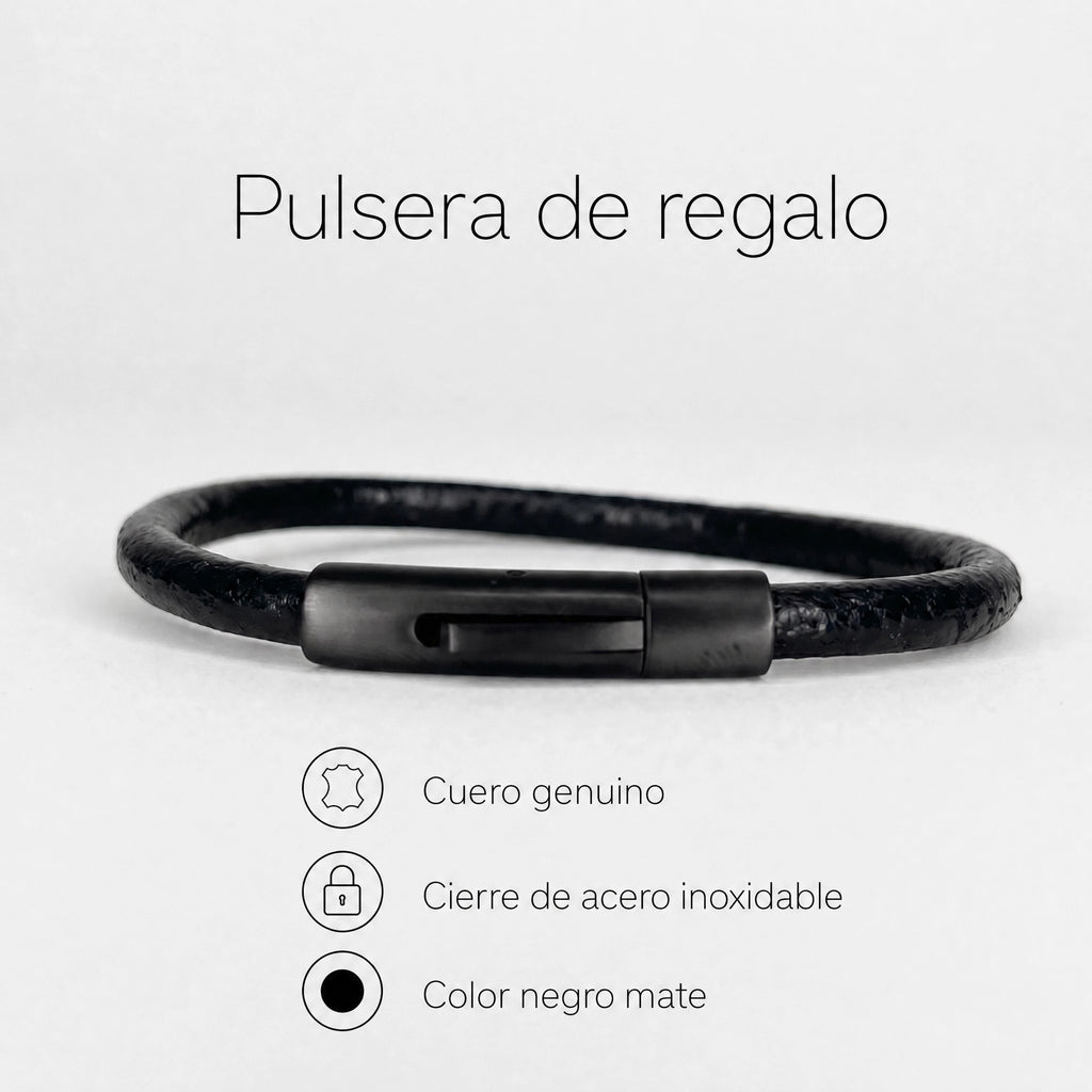Pulsera adicional de regalo para hombre medida de 5 mm. cuero redondo 