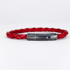 Pulsera de cuero trenzado natural: Rojo