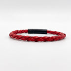 Pulsera de cuero trenzado natural: Rojo