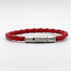 Pulsera de cuero trenzado natural: Rojo