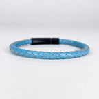 Pulsera de cuero trenzado 5 mm: Azul Celeste