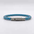 Pulsera de cuero trenzado 5 mm: Azul Celeste
