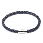 Pulsero cuero trenzado color azul para hombre, broche de acero inoxidable. krv accesorios, envio gratis y contraentrega disponible a toda colombia