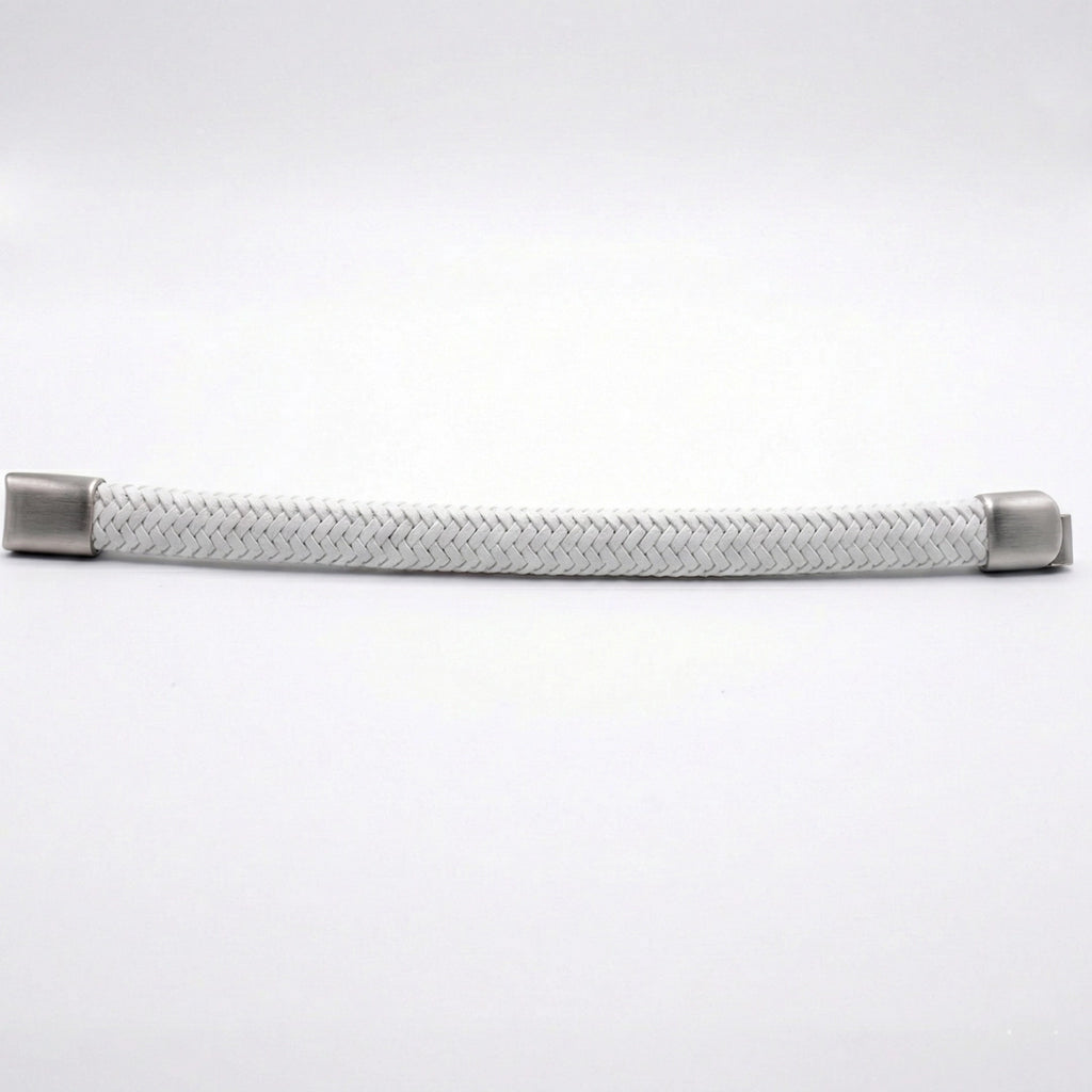 Pulsera de cuero trenzado: Blanco frío