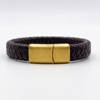 Pulsera de cuero trenzado natural: Café Oscuro