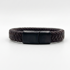Pulsera de cuero trenzado natural: Café Oscuro