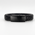 Pulsera de cuero trenzado 100 %= Negro