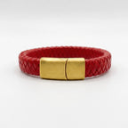 Pulsera cuero trenzado: Rojo