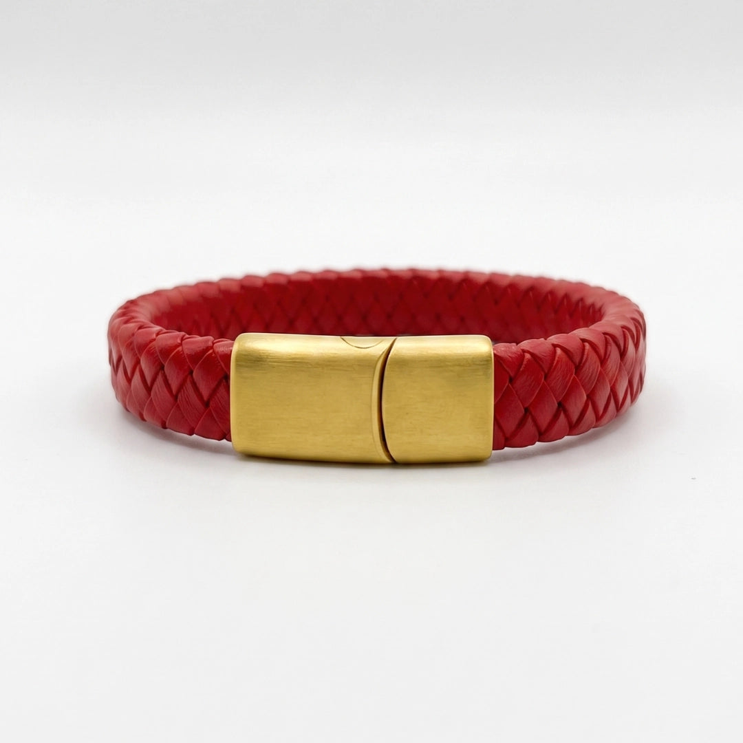 Pulsera cuero trenzado: Rojo