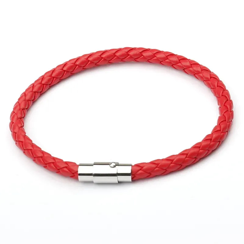 Pulsero cuero trenzado color rojo para hombre, broche de acero inoxidable. krv accesorios, envio gratis y contraentrega disponible a toda colombia
