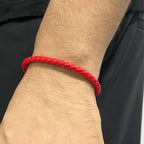 Pulsero cuero trenzado color rojo para hombre, broche de acero inoxidable. krv accesorios, envio gratis y contraentrega disponible a toda colombia