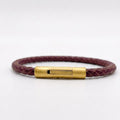 Pulsera cuero trenzado natural: Vinotinto mate