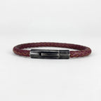 Pulsera cuero trenzado natural: Vinotinto mate