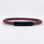 Pulsera cuero trenzado natural: Vinotinto mate