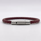 Pulsera cuero trenzado natural: Vinotinto mate