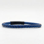Pulsera de cuero trenzado 5 mm: Azul cobalto