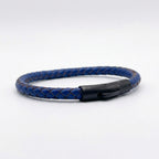 Pulsera de cuero trenzado 5 mm: Azul cobalto