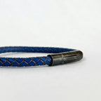 Pulsera de cuero trenzado 5 mm: Azul cobalto