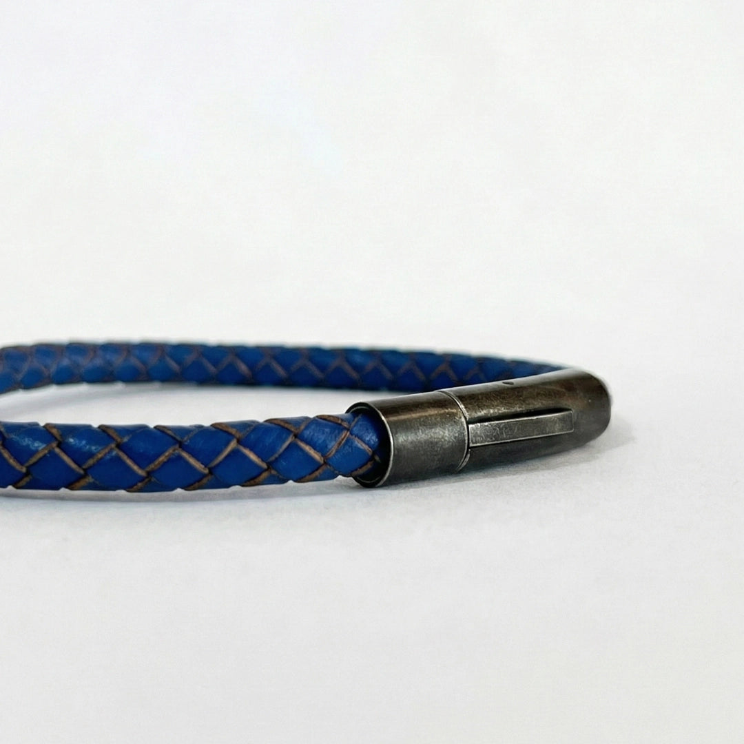 Pulsera de cuero trenzado 5 mm: Azul cobalto