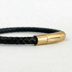 Pulsera de cuero trenzado 5 mm: Negro