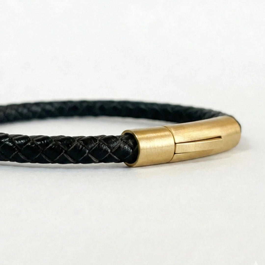 Pulsera de cuero trenzado 5 mm: Negro
