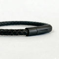 Pulsera de cuero trenzado negro 5mm para hombre - KRV
