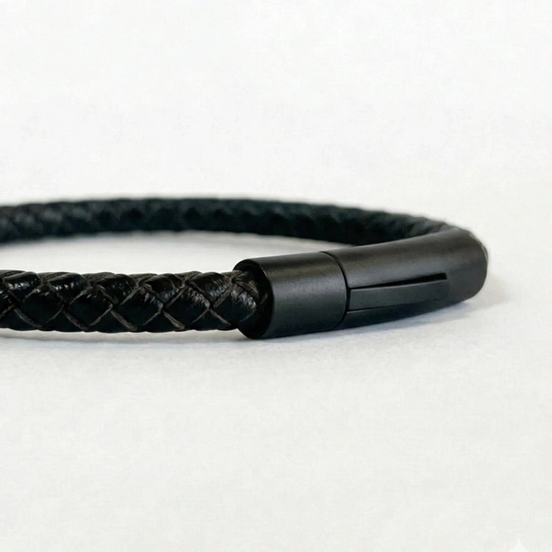 Pulsera de cuero trenzado 5 mm: Negro