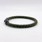 Pulsera de cuero trenzado 5 mm: Verde musgo