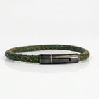 Pulsera de cuero trenzado 5 mm: Verde musgo