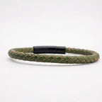 Pulsera de cuero trenzado 5 mm: Verde musgo
