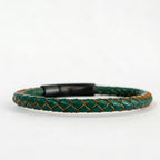 Pulsera de cuero trenzado 5 mm: Verde Oscuro